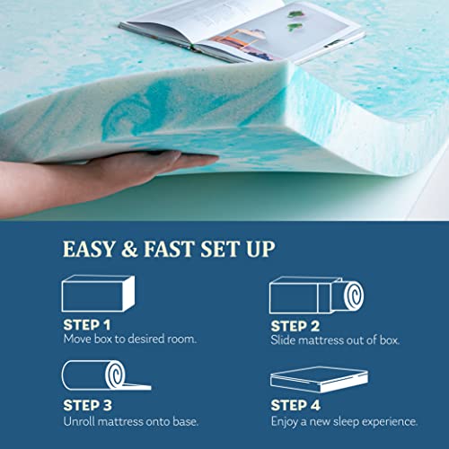 MLILY 3 Inch Twin Memory Foam Mattress Topper Cooling Gel Infused