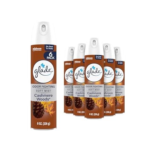 Glade Air Freshener Room Spray, Cashmere Woods Scent, Odor Fighting to Deliver Long Lasting Freshness, 8 Oz, 6 Count