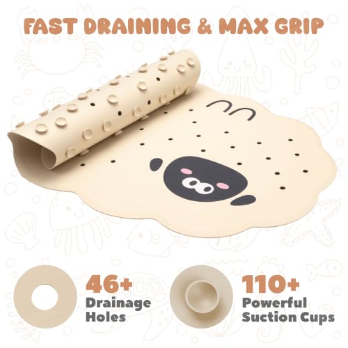 Non-Slip Baby Bath Mat, 28x16 Inch Kids Bathtub Mat with Suction Cups
