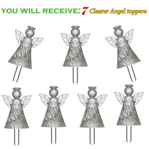 YOULIK Clear White Angel Tree Topper for Christmas Ceramic Decor - 7 Pack