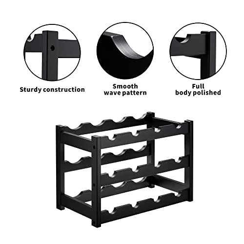 3-Tier Bamboo Wine Rack Countertop - 12-Bottle Wine Storage Organizer