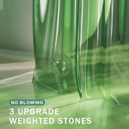Heavy Duty EVA Shower Curtain Liner, 72x72 Inch Clear Green Weighted Liner