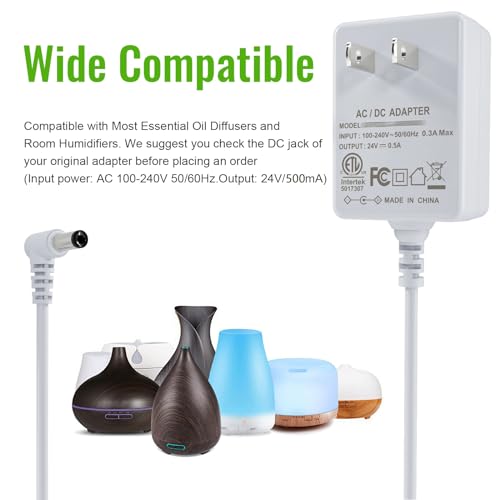 24V 500mA Power Cord Adapter for Essential Oil Diffuser Humidifier