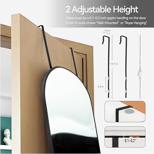 47x14 Inch Full Length Mirror, Over-the-Door or Wall Mounted Dressing Mirror