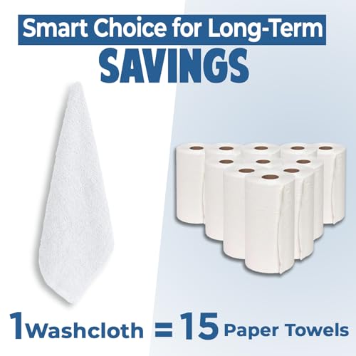 Dan River 24-Pack Cotton Washcloths Set - 12x12 Quick Dry White Face Towels