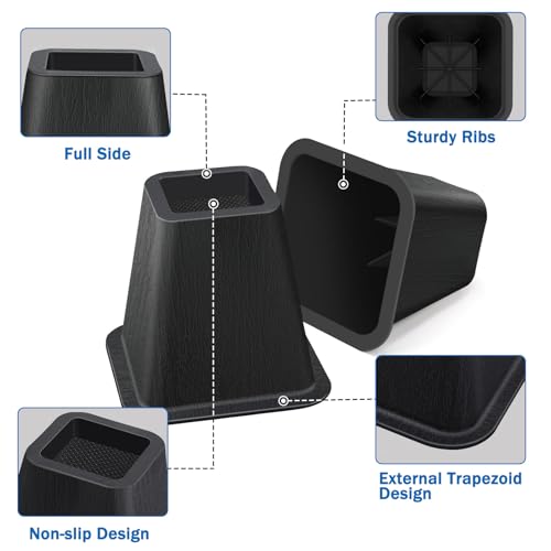 Heavy Duty 6-Inch Bed Risers & Furniture Lifts - 2200 lbs (4 Pack)