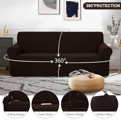 Stretch Couch Cover for 3 Cushion Sofa - Jacquard Furniture Protector