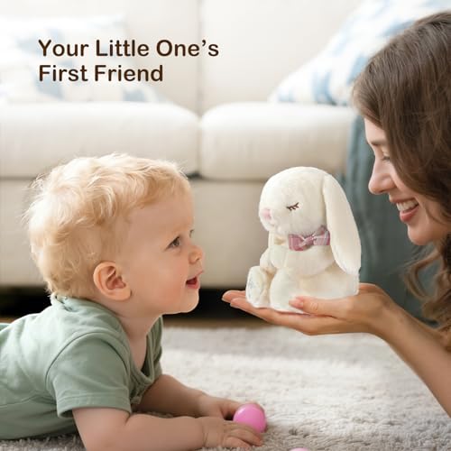 Baby Girl Baptism Gift Set - 7" Praying Bunny Plush & Prayer Book Box Set