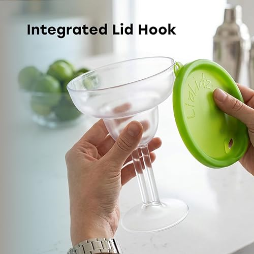 LipLidz Reusable Frosted Margarita Glasses Assorted 4 Pack 13.5 oz BPA-Free Drinkware with Lids