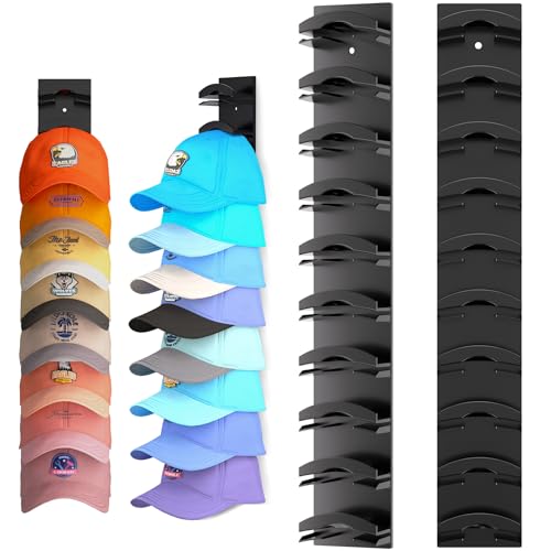 Hat Organizer for Baseball Caps 2-Pack, Wall Mount & Door Cap Rack Holder
