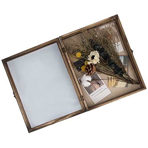 11x14 Wood Shadow Box Display Case with Hinged Door and Linen Back