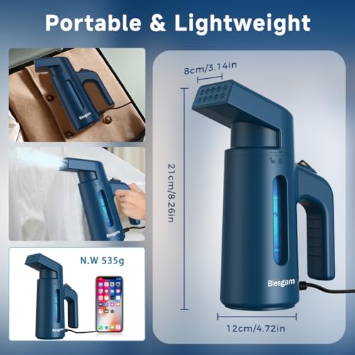 Blesgam Handheld Clothes Steamer 700W Portable Garment Steamer for Travel