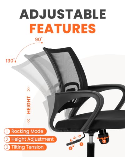 Ergonomic Mid-Back Mesh Office Desk Chair with Lumbar Support and Height Adjustment