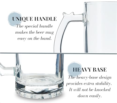 Personalized Beer Mug - 17 oz Heavy Duty Stein with Handle for Men - Birthday Christmas Gift W