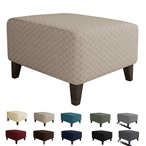 High Stretch Jacquard Ottoman Cover - Soft Rectangle Slipcover