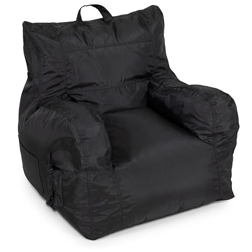 Dorm Bean Bag Chair with Drink Holder and Pocket - Durable Adult Seating