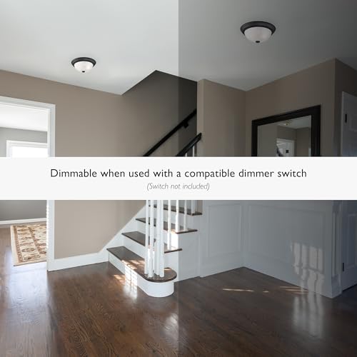 Design House 588251 Traditional 2-Light Indoor Dimmable Ceiling Light with Alabaster Glass for Bedroom Hallway Kitchen Dining Room, Matte Black, 2 Pack