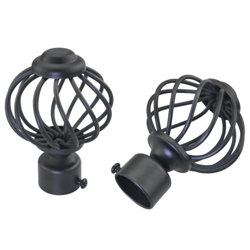 2pcs Black Metal Curtain Rod End Plugs for 28mm Rods