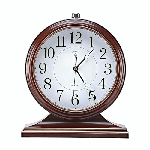 10-Inch Retro Mantel Clock, Silent Vintage Desk Clock for Living Room