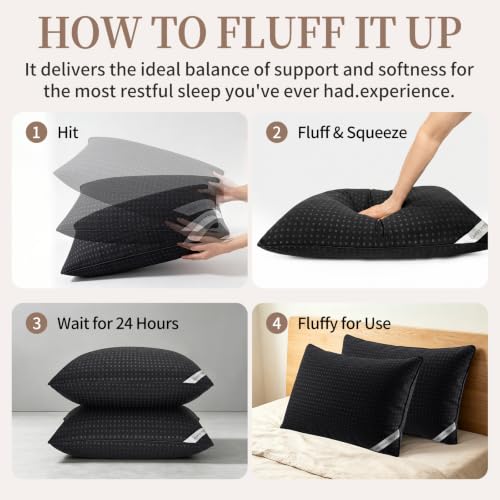 Standard Size Cooling Bed Pillows Set of 4 - Soft Down Alternative