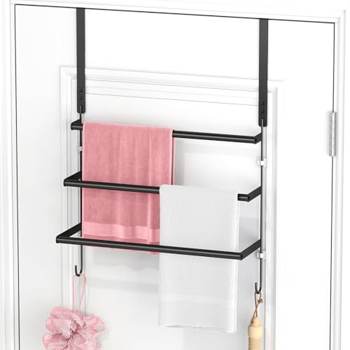 3-Tier Over-the-Door Towel Rack, Stainless Steel Bathroom Towel Bar