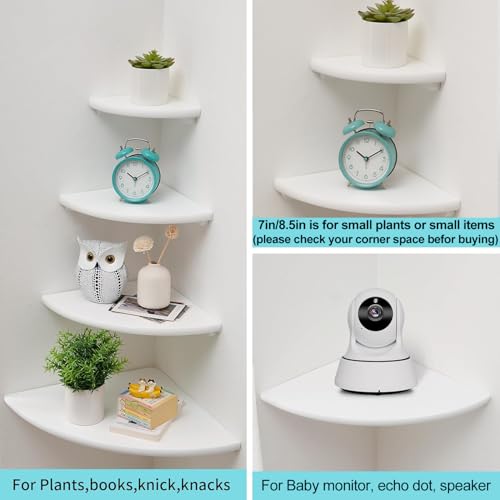 7-Inch Solid Oak Wood Floating Corner Shelf, Wall Mount Display Rack
