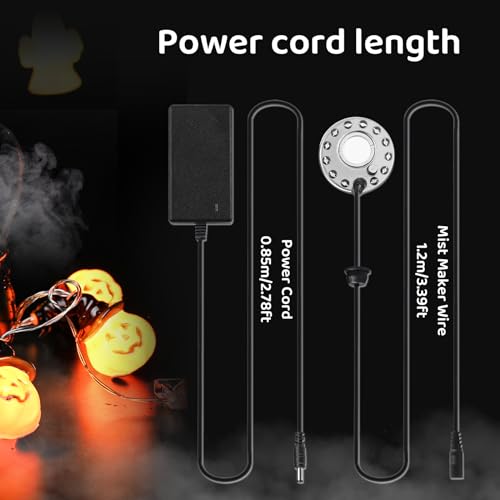 Ultrasonic Mist Maker Fogger with 12 LED Lights, Splash Guard & 3 Discs