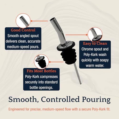 Spill-Stop Liquor Pour Spouts with Dust Caps – 4-Pack, Leakproof, Accurate Shots