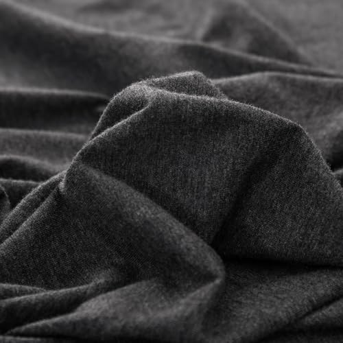 100% Cotton Jersey Knit Queen Duvet Cover Set - Heather Charcoal Grey