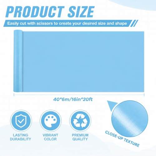 Light Blue Bulletin Board Paper Roll, 16" x 20ft Waterproof Fabric Backdrop