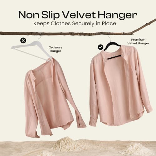Black Velvet Clothes Hangers 50 Pack Non-Slip Space-Saving Coat Hangers