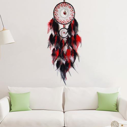 Black and Red Handmade Dream Catcher Wall Hanging Ornament 22-inch