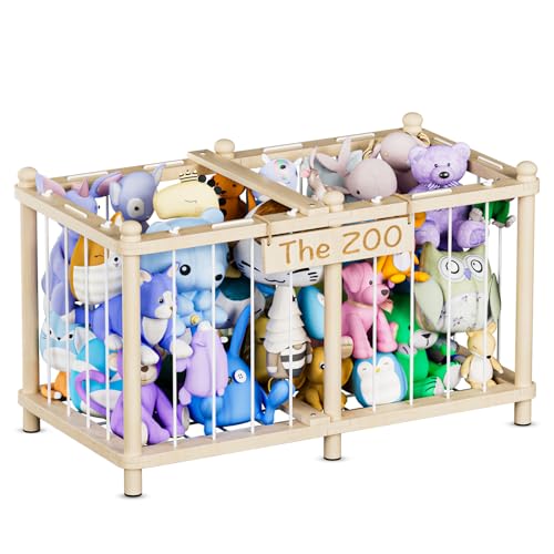 Wooden Stuffed Animal Storage Zoo - Large Capacity Toy Organizer for Kids