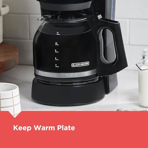 12-Cup Drip Coffee Maker with Non-Drip Carafe & Removable Filter, Black