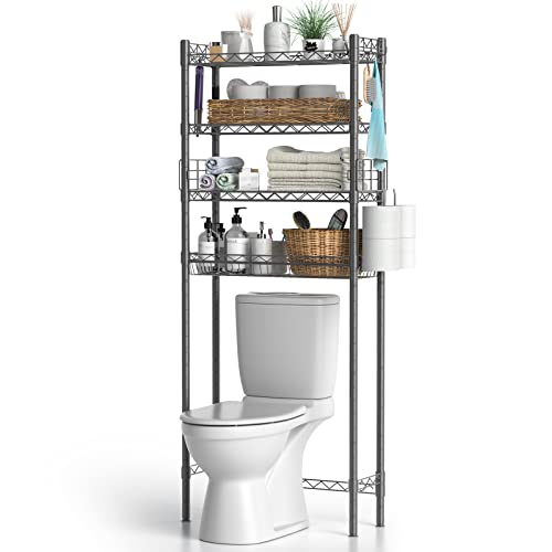 Over The Toilet Storage Shelf 4 Tier Gray - Bathroom Organizer & Shelving