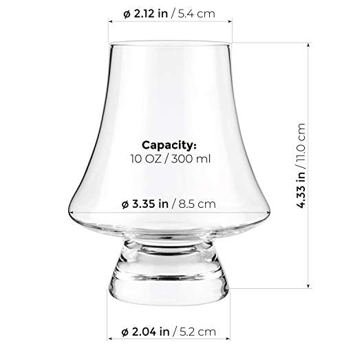 LUXBE Set of 4 Crystal Bourbon Whisky Glasses - Narrow Rim Tasting Glass 9oz