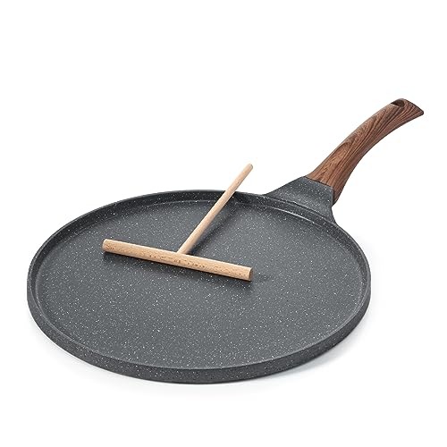 10-Inch Nonstick Crepe Pan - Granite Coating Flat Skillet Dosa Tawa