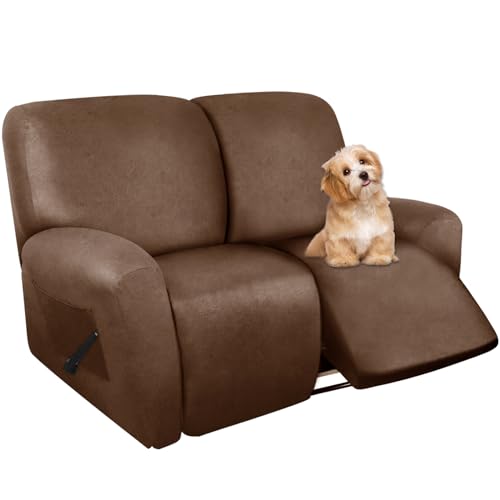 Stretch Recliner Loveseat Covers - 6-Piece Leather-Like Protection