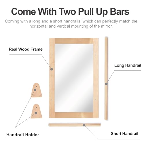 Montessori Sensory Mirror for Babies with 2 Adjustable Pull-Up Bars