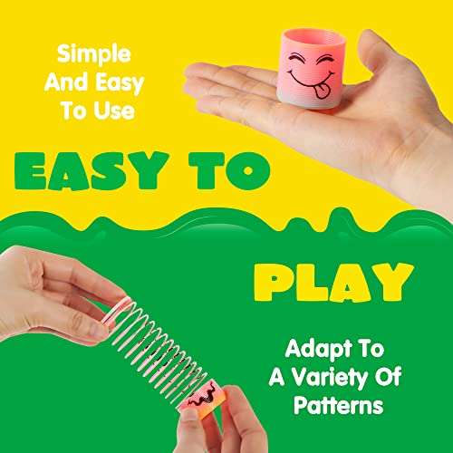 JOYIN 120 Pcs Spring Rainbow Party Favor, Mini Plastic Coil Spring Toy, Fidget Stress Coil Mini Springs Bulk Toys for Carnival Prize Birthday, Halloween Goodie Bag Stuffers