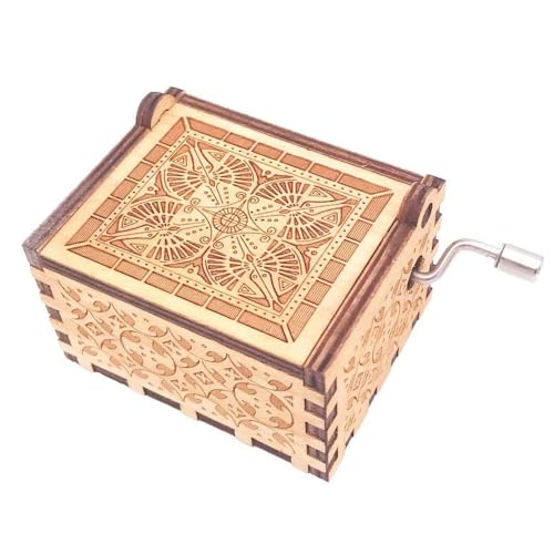Engraved Wooden Hand Crank Music Box - Song of Storms Melody