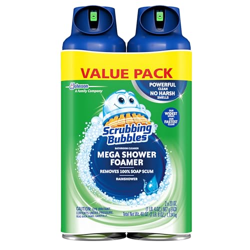 Scrubbing Bubbles Mega Bathroom & Shower Foamer Aerosol, Rainshower, 20oz 2-Pack
