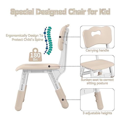 Adjustable Kids Table and 2 Chairs Set - Wipeable Activity Desk for Toddlers