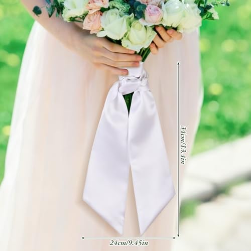 2-Piece Blank Satin Wedding Bouquet and Wreath Sashes for DIY Embroidery