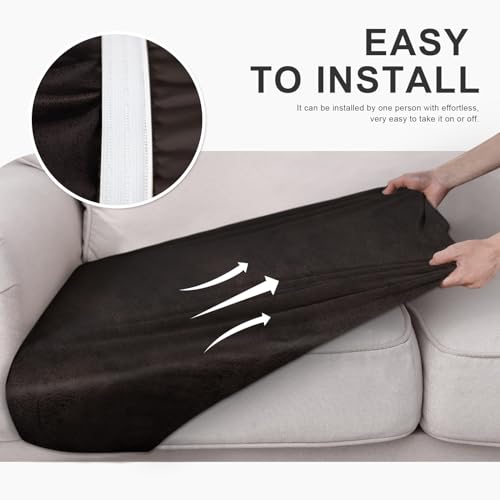 Stretch Spandex Sofa Cushion Covers - Machine Washable, Chocolate