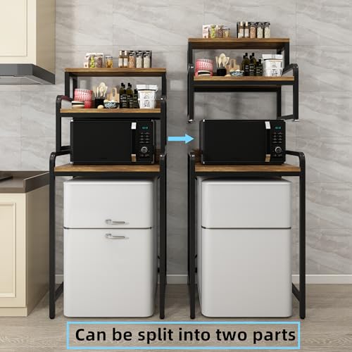 4-Tier Kitchen Storage Rack with Shelves & Space for Microwave or Fridge