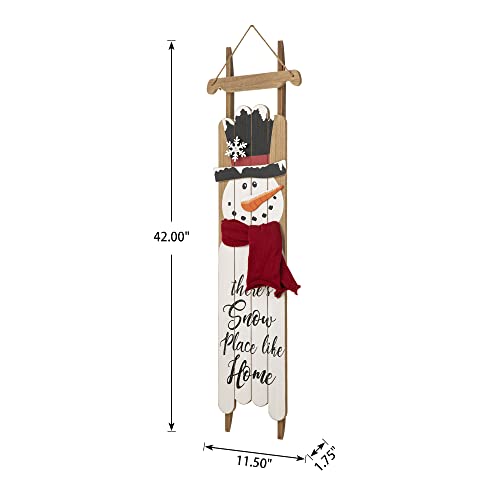 Glitzhome Wooden Snowman Welcome Wall Sign (42in) - Front Door Porch Rustic Snowman