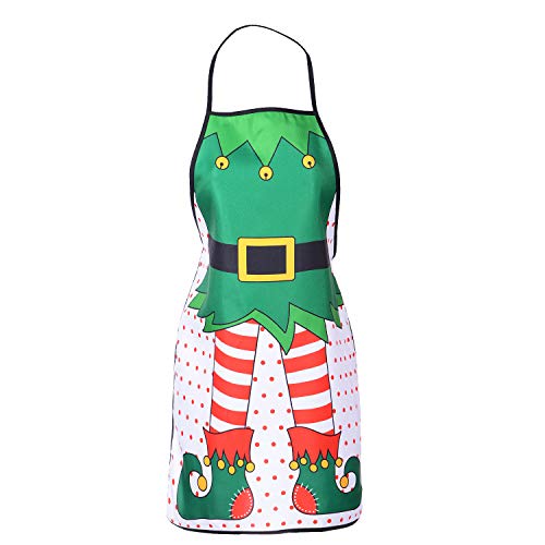 Lvydec 1 Pack Christmas Elf Apron - Fun Holiday Kitchen Chef Bib for Adults