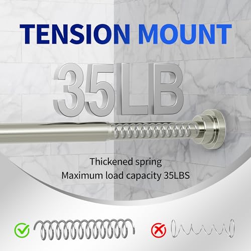 Mcrbeay Heavy Duty Tension Shower Curtain Rod 28-74 Inch Brushed Nickel No Drill