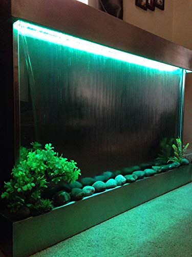 XXL 50" x 35" Stainless Steel Wall Fountain with Color-Changing Lights